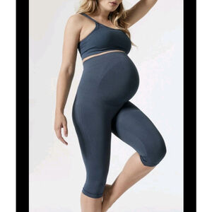 Blanqi Maternity Belly Support Everday Crop Leggings Olive Over the Belly Large